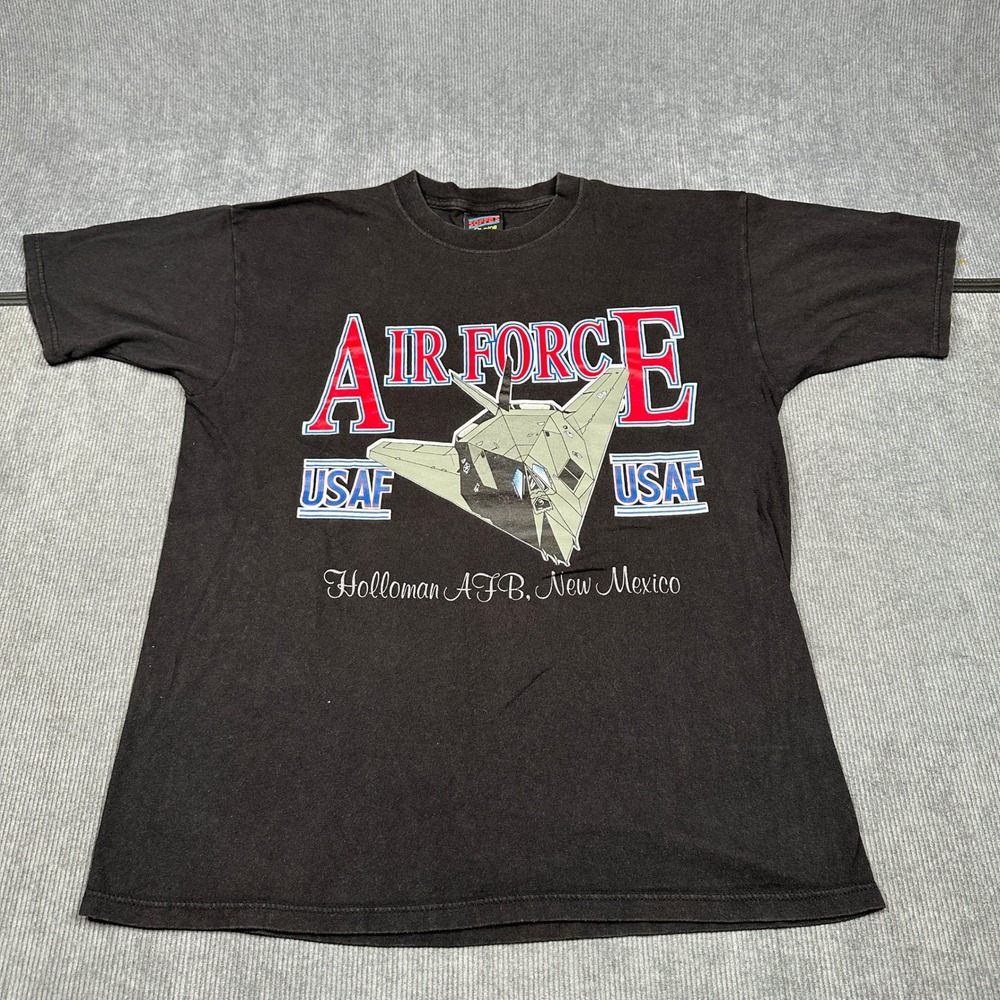 Vintage  Air Force Holloman AFB F-117 Stealth Jet T-Shirt Black L